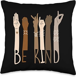 Be Kind Sign Language Hand Talking Teachers Gift Be Kind Sign Language Hand Talking Teachers Interpreter ASL Throw Pillow, 16x16, Multicolor