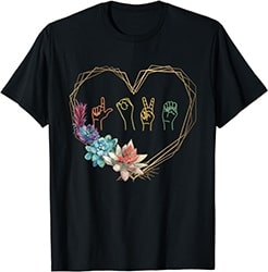 Love Sign Language Floral Heart ASL Valentine's Day Gift T-Shirt