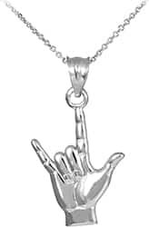925 Sterling Silver I Love You Hand Sign Language
