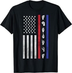 American Flag ASL Shirt American Sign Language America USA T-Shirt